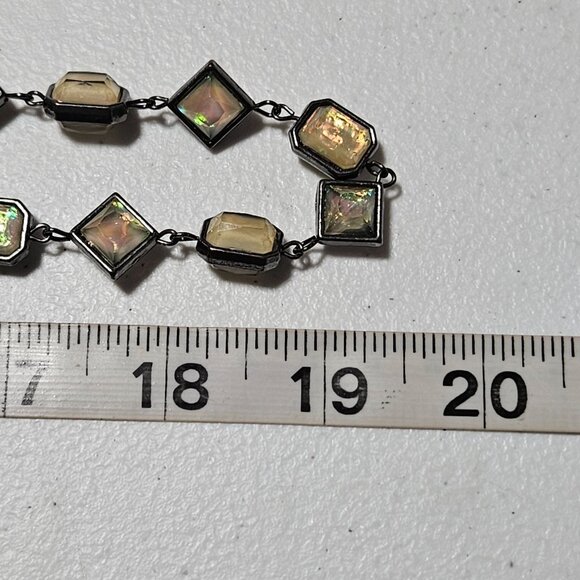 Elegant Opal Gemstone Square Link Necklace Fashion Jewelry Charming Charlie - Picture 5 of 5